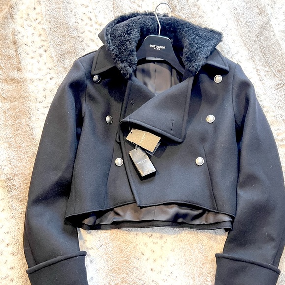 YSL Saint Laurent NWT Wool and Shearling Coat - Picture 5 of 13